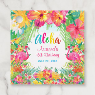 Etiquetas Para Recuerdos Luau Tropical Flamingo Aloha