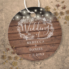 Etiquetas Para Recuerdos Luces de Cadena Florales Rústicas Boda de Madera