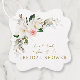 Etiquetas Para Recuerdos Lujo Magnolia Blanca Pink Floral Bridal Shower