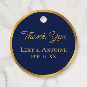 Etiquetas Para Recuerdos Luxe Gold Edge Navy Blue Gracias A Los Nombres Fec
