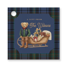 Luxe Preppy Plaid Christmas Teddy Bear Photo Card