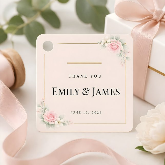 Etiquetas Para Recuerdos Luxury Blush Wedding  (Luxury blush wedding themed favor tag)