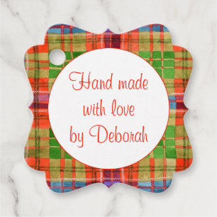 Etiquetas Para Recuerdos MAC RAE TARTAN Fancy Square Tags "Hand Made"