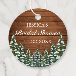 Etiquetas Para Recuerdos Madera nevada y ducha de novias en el campo de los