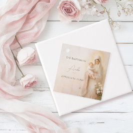 Etiquetas Para Recuerdos Madre María con bautismo infantil