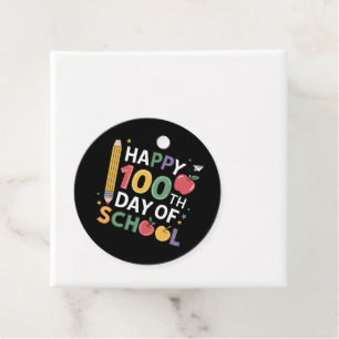 Etiquetas Para Recuerdos Maestros del Día 100 de la Escuela Feliz 100 Días