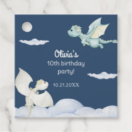 Etiquetas Para Recuerdos Magical Castle Cute Dragons Niños cumpleaños Azul