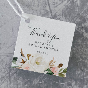 Etiquetas Para Recuerdos Magnolia elegante   Rubor Bridal Shower Gracias