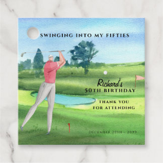 Etiquetas Para Recuerdos Man Golf Player Swinging Fifties 50th Birthday