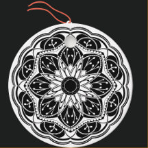 Mandalá floral blanco y negro