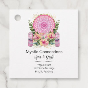 Etiquetas Para Recuerdos Mandala rosa Cristales Flores Energía Yoga Reiki S
