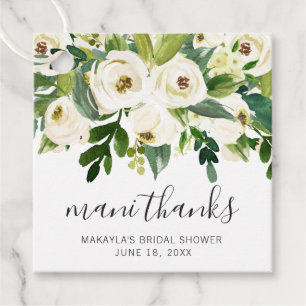 Etiquetas Para Recuerdos Mani Gracias Bridal Shower Floral Elegante Blanco