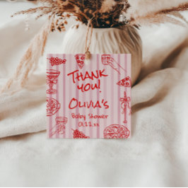 Etiquetas Para Recuerdos Mano de pizza dibujada Baby Shower de Ciao púrpura