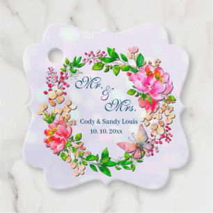 Etiquetas Para Recuerdos Manta de primavera de flores rosadas y mariposas e