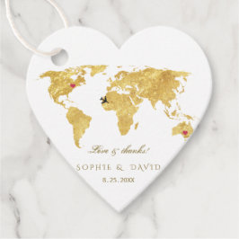 Etiquetas Para Recuerdos Mapa mundial de Relieve metalizado dorado único de