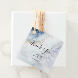 Etiquetas Para Recuerdos Marble azul de lujo moderno Gracias A Favor Tags