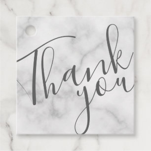 Etiquetas Para Recuerdos Marble blanco moderno Script Business Gracias Etiq