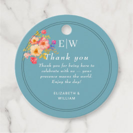 Etiquetas Para Recuerdos Marco con Rosas, estilo Boda sobre azul retro