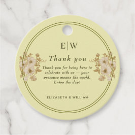 Etiquetas Para Recuerdos Marco Rosa - Boda amarillo celestial monograma