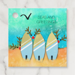 Etiquetas Para Recuerdos Mares y saludos Navidades de playa con Rudolph