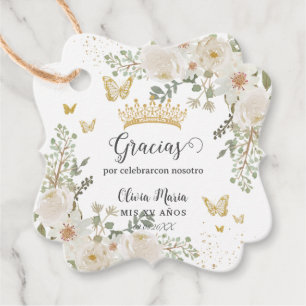 Etiquetas Para Recuerdos Marfil Blanco Floral Quinceanera Dulces 16 Bilingü