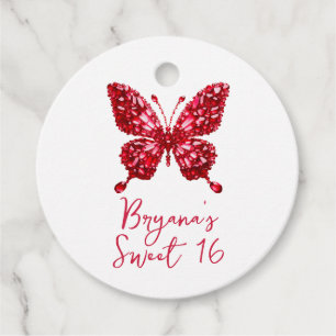 Etiquetas Para Recuerdos Mariposa de cristal de rubí rojo piedra de nacimie