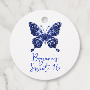 Etiquetas Para Recuerdos Mariposa de Cristal de Zafiro Piedra de Nacimiento