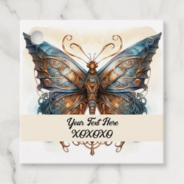 Etiquetas Para Recuerdos Mariposa fiesta Steampunk (Anverso)
