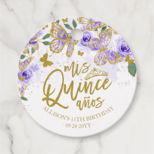 Etiquetas Para Recuerdos Mariposa Morada Floral Quinceañera