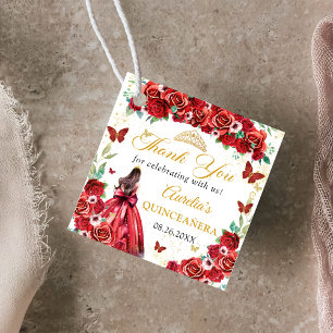 Etiquetas Para Recuerdos Mariposas Florales Roses Rojas Quinceañera Princes