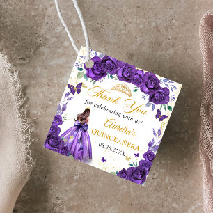 Etiquetas Para Recuerdos Mariposas Moradas Florales Quinceañera Princesa
