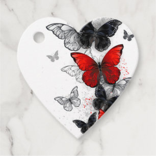 Etiquetas Para Recuerdos Mariposas Morpho voladoras negras y rojas