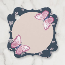 Etiquetas Para Recuerdos mariposas rosa azul marino lujosa floral