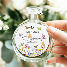 Etiquetas Para Recuerdos Mariposas y flores silvestres Elegante cumpleaños