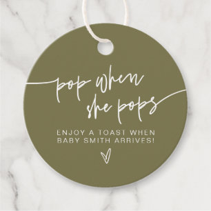 Etiquetas Para Recuerdos MARLO Boho Olive Green Pop Cuando Se Ducha