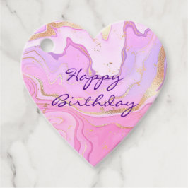 Etiquetas Para Recuerdos Mármol de Lujo Brillo Rosa Púrpura Oro