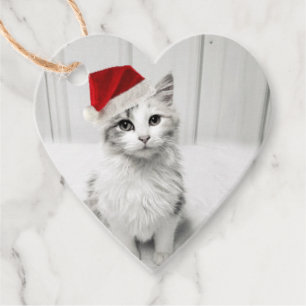 Etiquetas Para Recuerdos Mascota Foto Corazón Feliz Navidad NOMBRE de amor