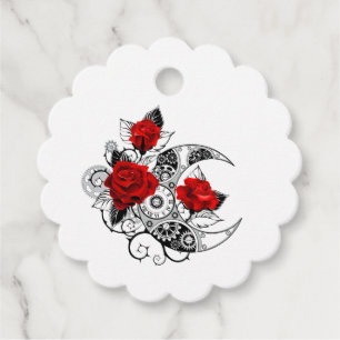 Etiquetas Para Recuerdos Media luna mecánica con rosas rojas