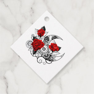 Etiquetas Para Recuerdos Media luna mecánica con rosas rojas