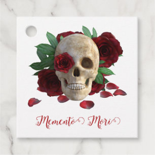 Etiquetas Para Recuerdos Memento Mori. Cráneo con rosas rojas