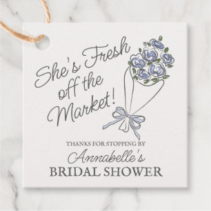 Etiquetas Para Recuerdos Mercado de Flor Azul Bridal Shower de Flores Fresc