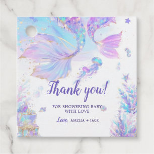 Etiquetas Para Recuerdos Mermaid Baby Shower Square Favor Tag