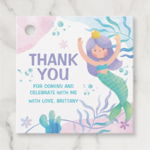 Etiquetas Para Recuerdos Mermaid Under the Sea Watercolor party Favor tag