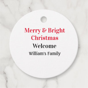 Etiquetas Para Recuerdos Merry Bright Navidades agregan nombre de familia a