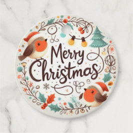 Etiquetas Para Recuerdos Merry Christmas Cute Robins