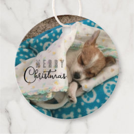 Etiquetas Para Recuerdos Merry Christmas Puppy Photo Typography