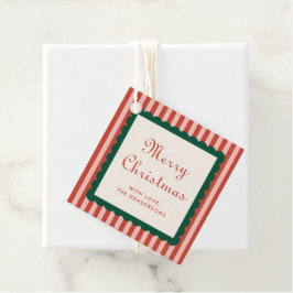 Etiquetas Para Recuerdos Merry Christmas Retro Striped Holiday