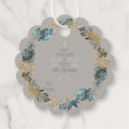 Etiquetas Para Recuerdos Merry Little Navidades Wreath moderno de follaje a