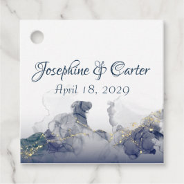 Etiquetas Para Recuerdos Midnight Ink & Gold Wedding Favor Tags