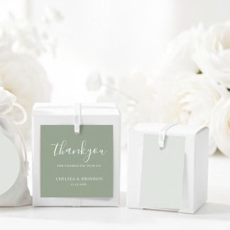 Etiquetas Para Recuerdos Minimal Rustic Sage Green Thank You Script Wedding
